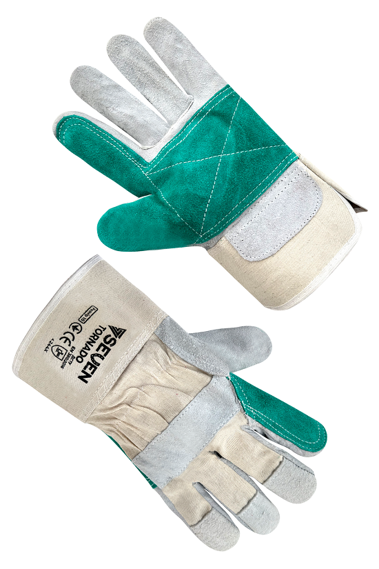 Рукавиці робочі комбіновані тканина / спилок посилені SEVEN TORNADO, р.10 69311